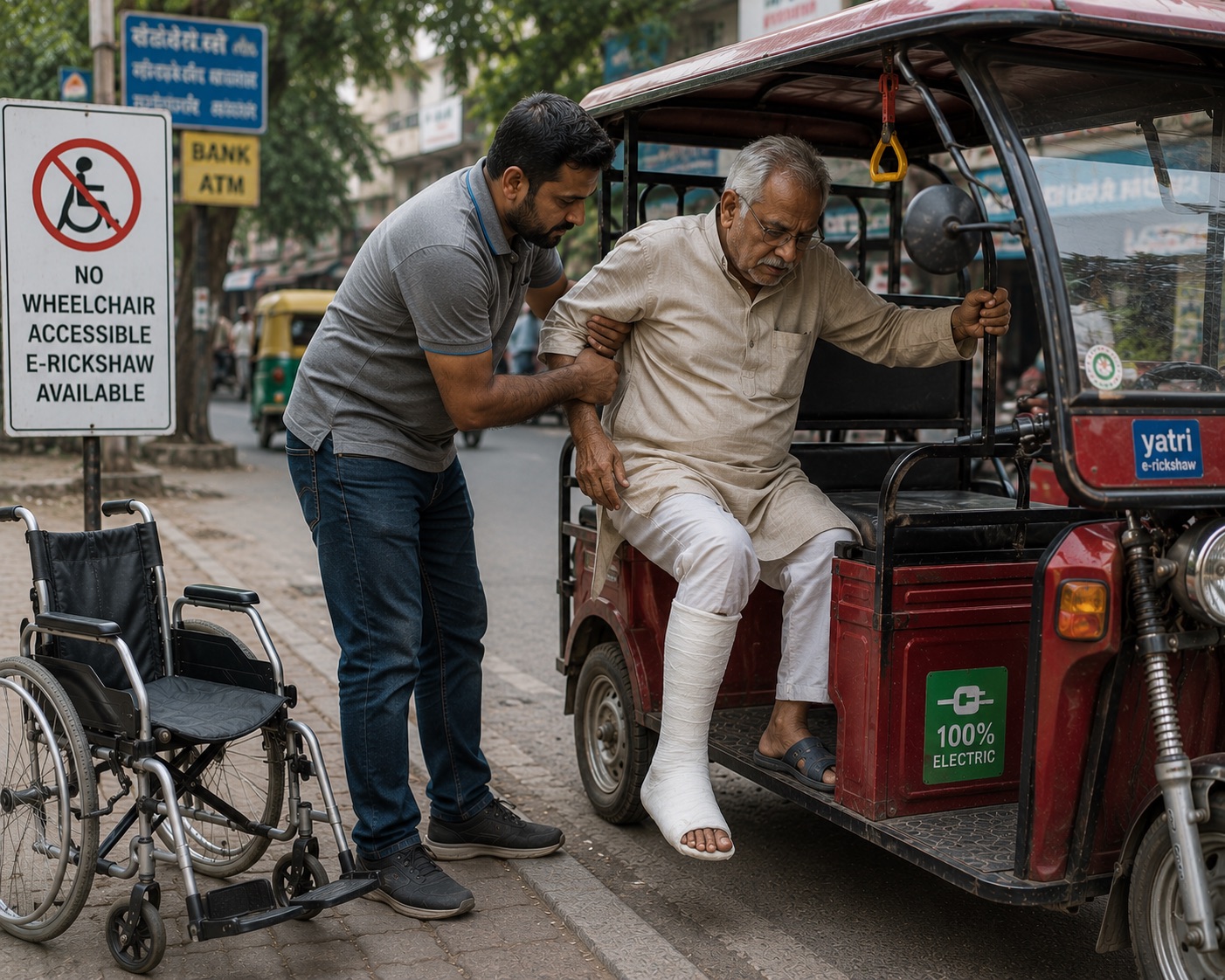 Dignified effortless boarding of the WillToGo accessible E-Rickshaw with Ramp