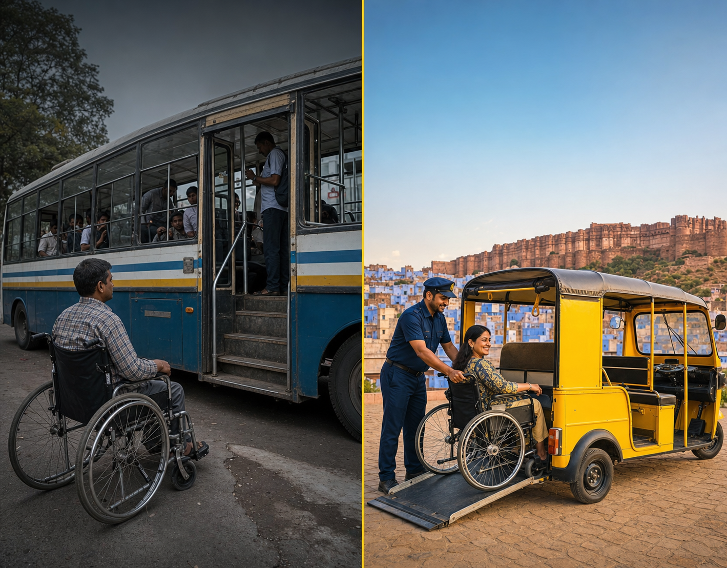 Struggle versus freedom with wheelchair accessible e-riksa in Jodhpur